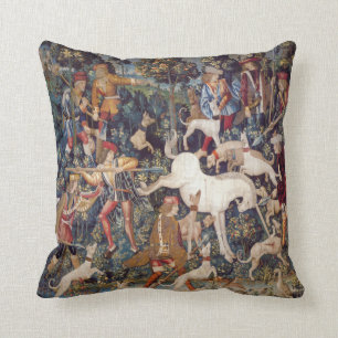 Coussin vintage de licorne de chasse d'impression