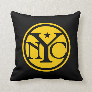 Coussin vintage de logo de New York de style
