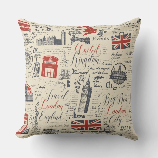 Coussin vintage de Londres (Recto)
