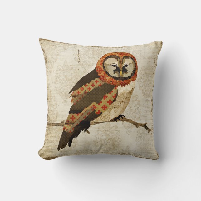 Coussin vintage de Mojo   de hibou de mamans (Recto)