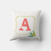 Coussin vintage de monogramme d'oiseaux (Verso)