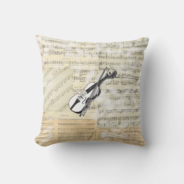 Coussin vintage de musique de violon (Recto)