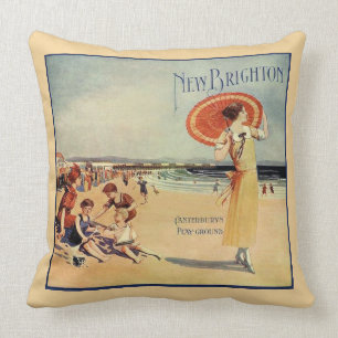 Coussin vintage de scène de plage