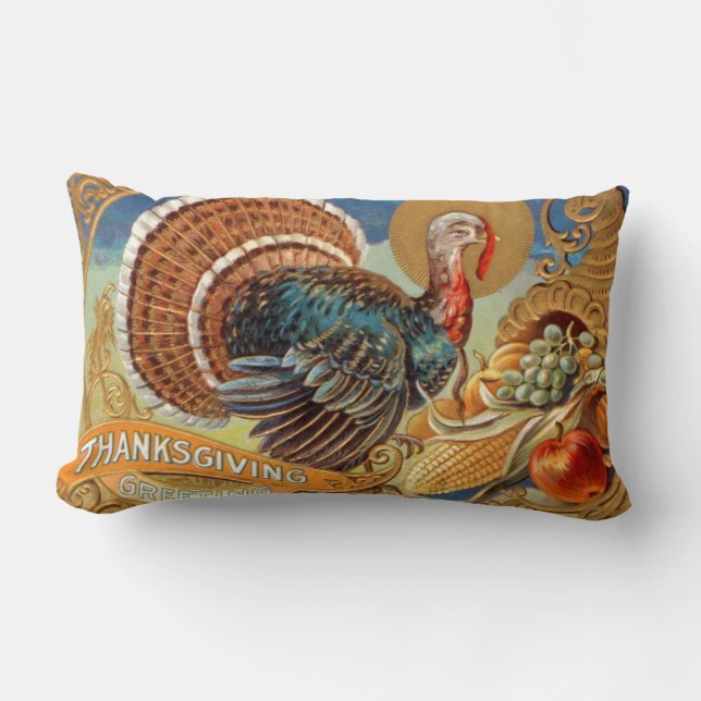 Coussin Vintage de Thanksgiving Greetins (Recto)