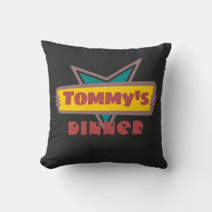 Coussin Vintage dîner noir signe rétro costumisable