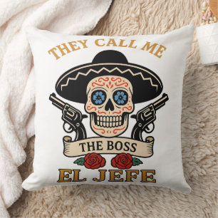 Coussin Vintage El Jefe Crâne de Sucre Patron Cinco de May