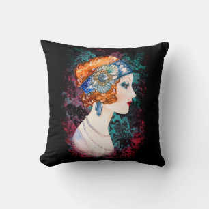 Coussin Vintage Élégante Jolie Fille