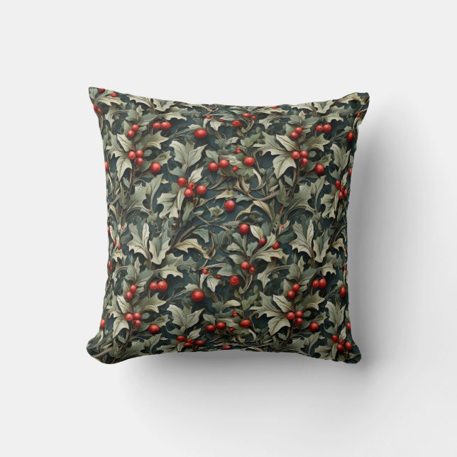 Coussin Vintage English Holly berry botanical  (Recto)