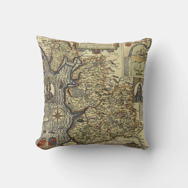 Coussin Vintage Fantasy Map Explorer Pillow (Recto)