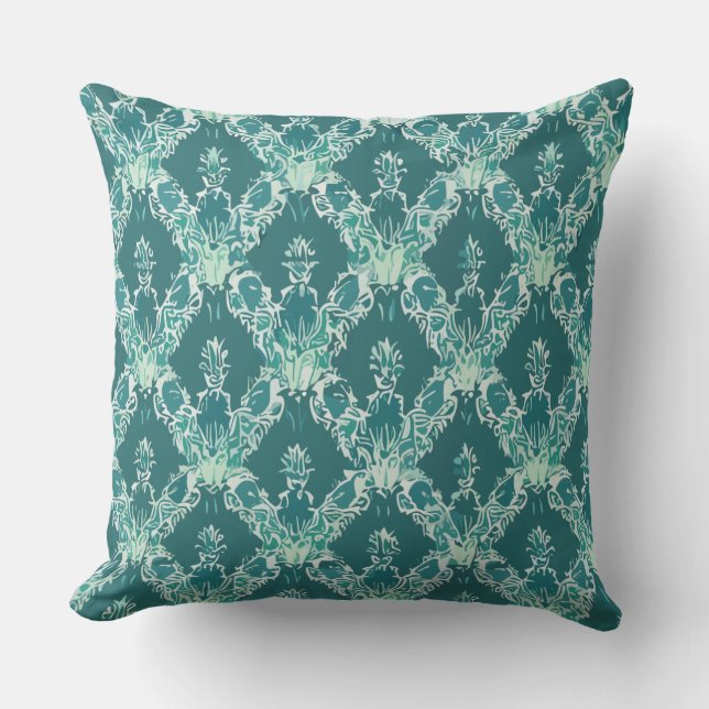 Coussin Vintage Feuilles vert émeraude (Recto)