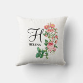 Coussin Vintage Floral Botanique Customisé Monogramme (Verso)