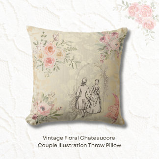 Coussin Vintage Floral Chateaucore Couple Illustration