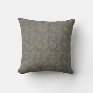 Coussin Vintage Français Textile Gris Or Tissu