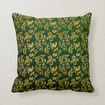 Coussin Vintage Gold & Green