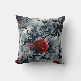 Coussin Vintage Goth Roses et Motif de chauves-souris