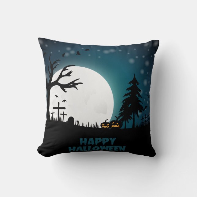 Coussin Vintage gothique Citrouille d'Halloween (Recto)