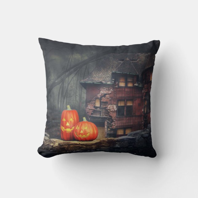 Coussin Vintage gothique Citrouille d'Halloween (Recto)