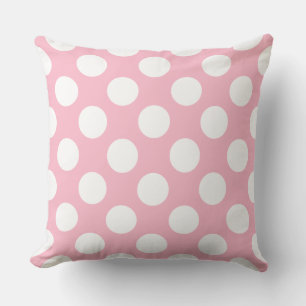 Coussin Vintage Grand Pois Blanc Pastel Rose Motif