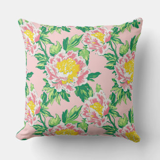 Coussin Vintage Gros touron rose et jaune Floral