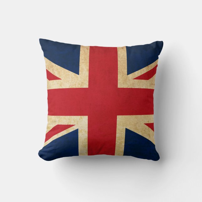 Coussin Vintage Grunge Royaume-Uni Drapeau Union Jack (Recto)
