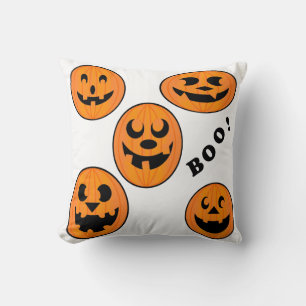 Coussin Vintage Halloween noir et orange gras Citrouille