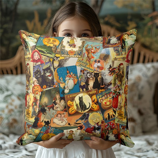 Coussin Vintage Halloween victorien Ephemera Citrouille so (Créateur téléchargé)