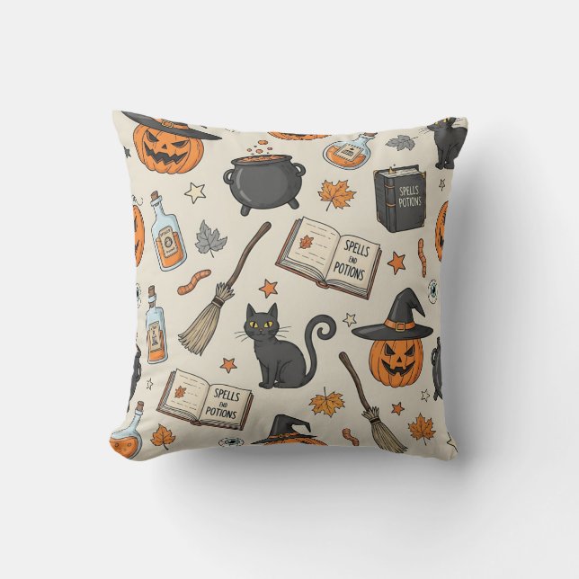 Coussin Vintage Halloween Witch (Recto)