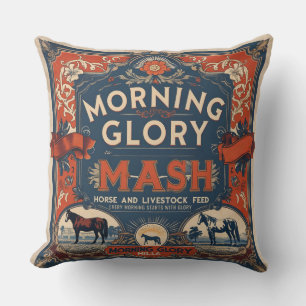 Coussin Vintage Horse Feed Sack Morning Glory Mash Farm