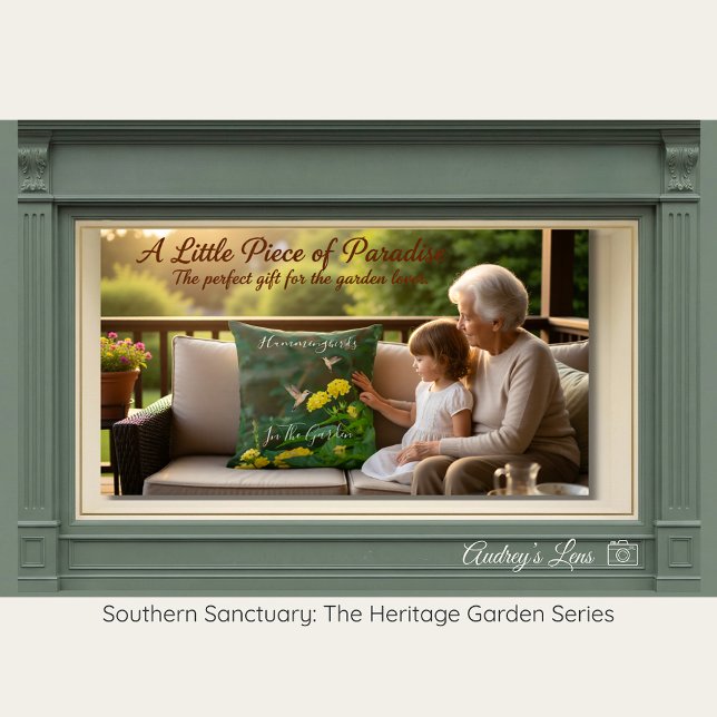 Coussin Vintage Hummingbird & Wildflower Botanical (Créateur téléchargé)