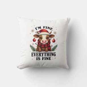 Coussin Vintage Im Fine Everything Is Fine Vache Highland