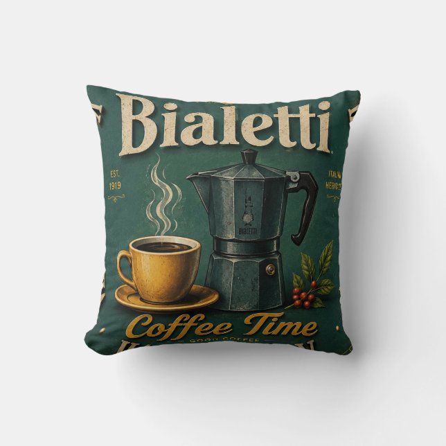 Coussin Vintage Italian Moka Pot Coffee Kitchen Espresso (Recto)