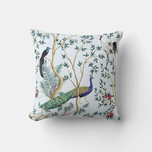 Coussin Vintage jardin grenade arbre fruitier, oiseau exot (Recto)