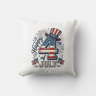 Coussin Vintage Joyeux 4 juillet Chapeau Patriote Vector D