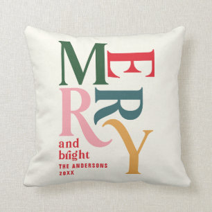 Coussin Vintage joyeux et coloré plissé Chritsmas