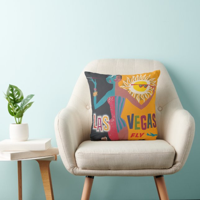 Coussin Vintage Las Vegas Gambling Travel Poster Art (Chaise)