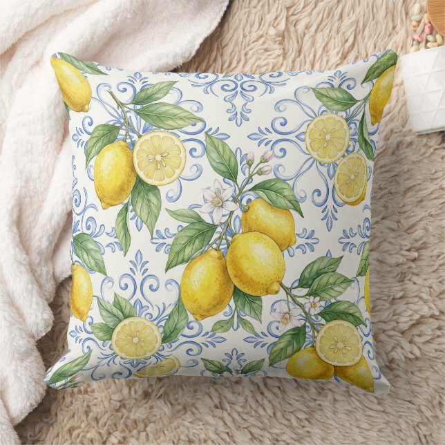 Coussin Vintage Lemon Botanical Pattern – Mediterranean  (Couverture)