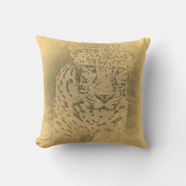 Coussin Vintage Leopard Portrait (Recto)