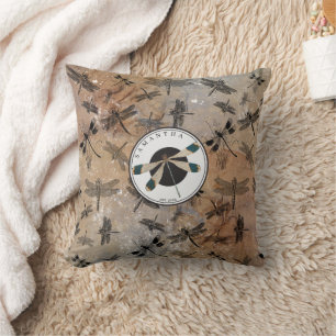 Coussin Vintage libellule Entomologie détenue Monogramme