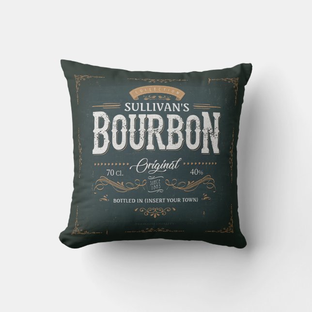 Coussin Vintage Look AJOUTER NOM American Bourbon Whiskey  (Recto)