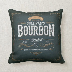 Coussin Vintage Look AJOUTER NOM American Bourbon Whiskey 