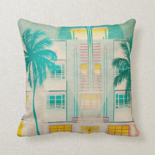 Coussin Vintage Miami, Ocean Drive Jetez l'oreiller