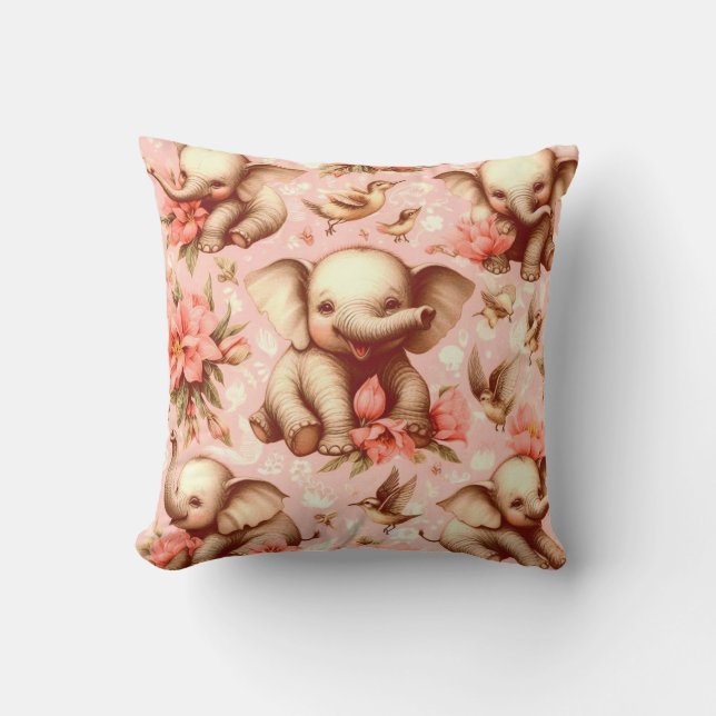 Coussin Vintage mignonne bébé éléphant Motif (Recto)