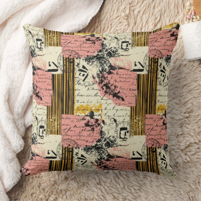 Coussin Vintage Mixed-Media Collage - Distressed Paper (2) (Couverture)