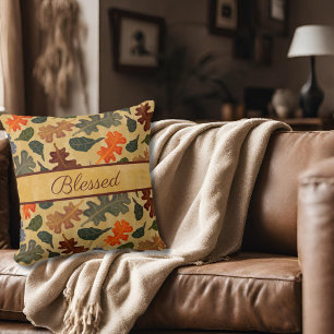 Coussin Vintage moderne chêne d'automne Feuilles bénis