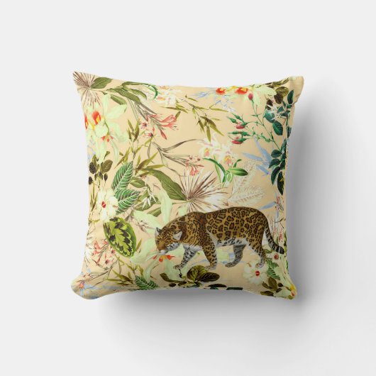 Coussin Vintage Moderne Fleur Tiger Jungle Tropical (Recto)