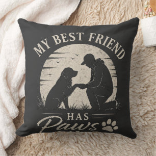 Coussin Vintage Mon Meilleur Ami A Des Pattes Papa Chien
