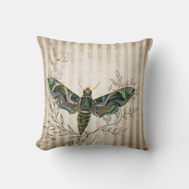 Coussin Vintage Moth and Floral (Recto)