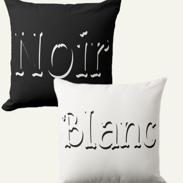 Coussin Vintage Noir & Blanc Script noir et blanc (Créateur téléchargé)