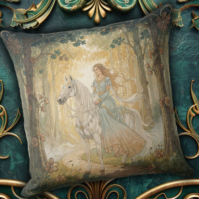 Coussin Vintage Nouveau Jeune Cavalière (Créateur téléchargé)