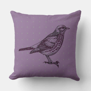 Coussin VINTAGE OISEAU pourpre CONCEPTION OISEAU Rétro Jeu